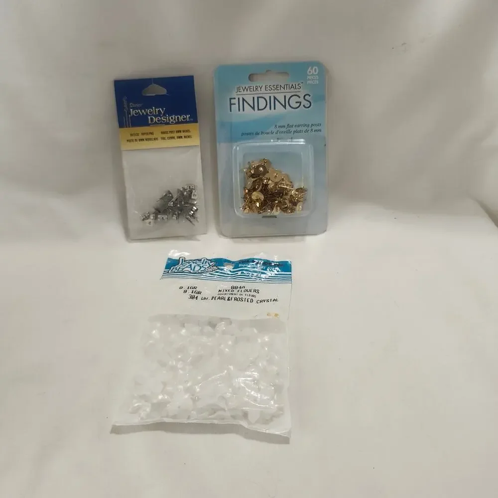 22 Packs Beads Bugles Findings Jewels Mirrors Earring Posts Darice B31
